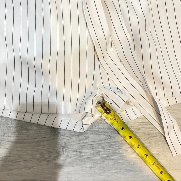 Revamped High Waisted Pinstriped Shorts Black & White Waist Tie Belt M - Picture 10 of 12